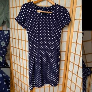 Vintage Brooks Brothers Dress Navy Polka Dot